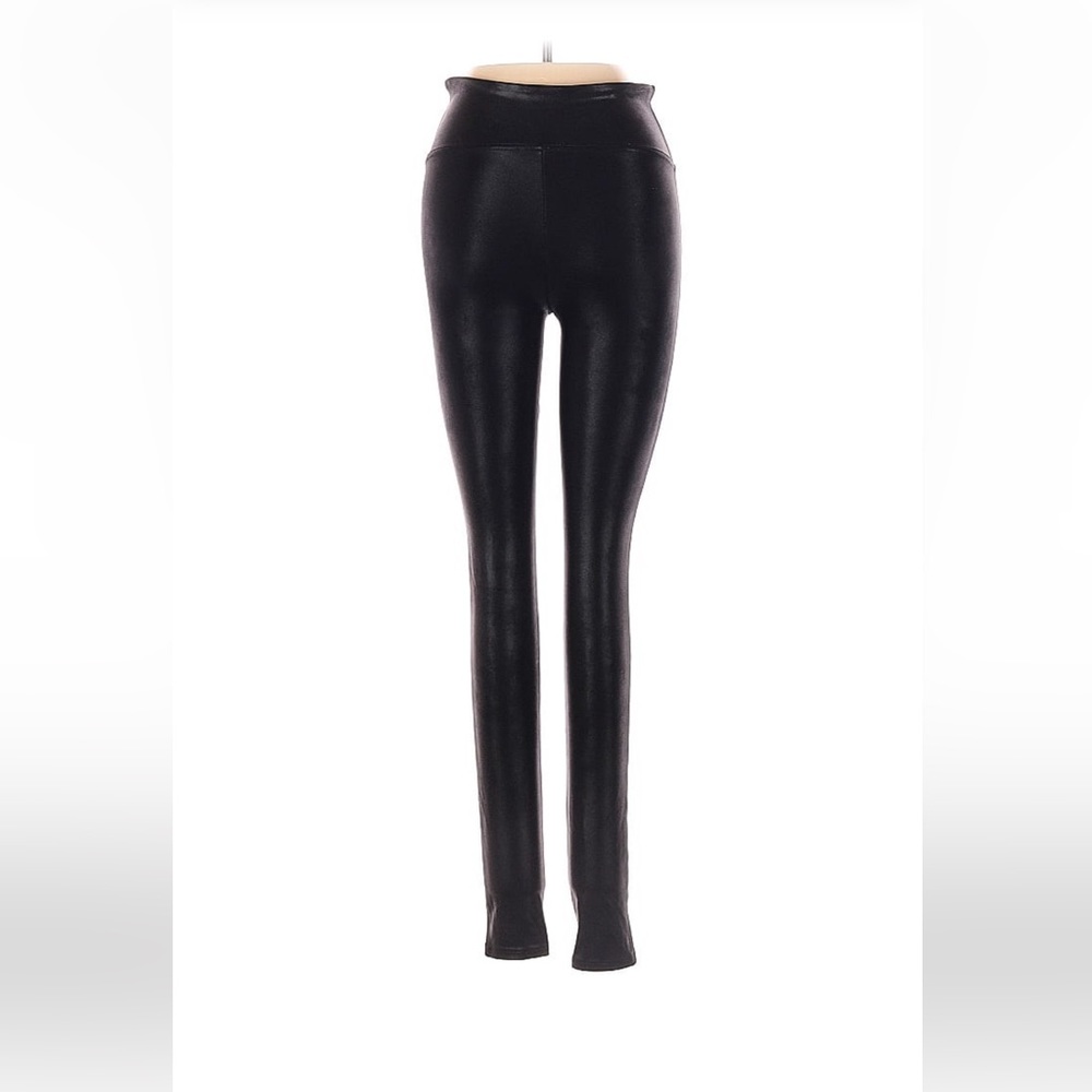 Spanx Black Faux Leather High Rise Control Top Leggings - Small